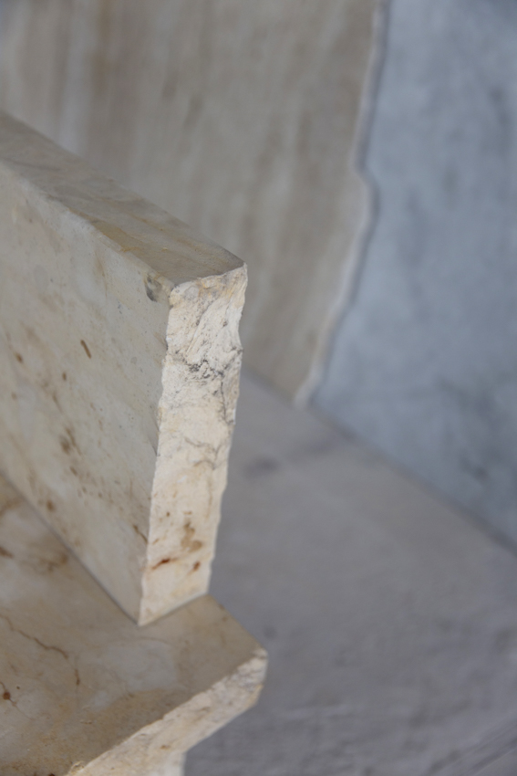 The split edge of the backrest, close